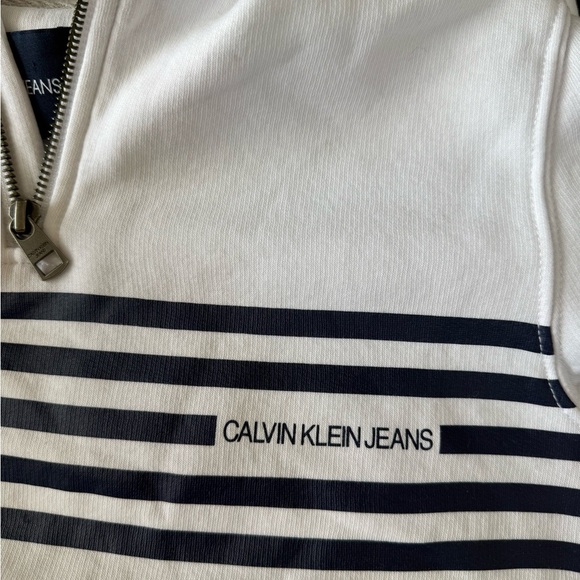 Calvin Klein Jeans White and Blue Striped Top - Picture 2 of 4